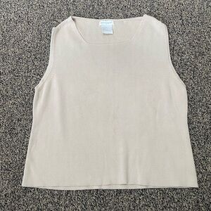 Pierre Cardin Women’s Vest tunic Oversized Knit Sweater Pullover beige crew neck